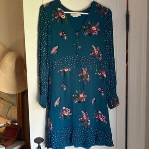 Boden Teal and Pink Dress